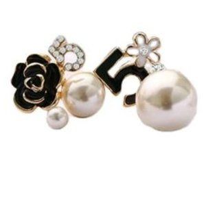 Asymmetrical French Design Number 5 Earrings